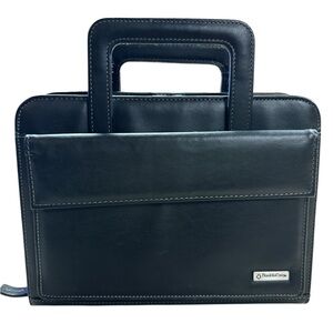 Franklin Covey Day One Planner Binder w/Handle 7 Ring Black Leather Zip Around